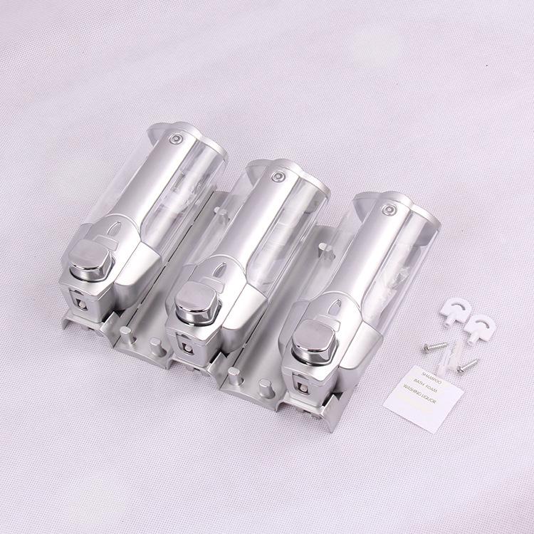 Wall Mounted Manual Three Shampoo Dispensers Hotels Liquid Shower Soap Dispenser