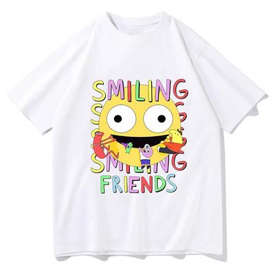 Футболка с мультяшным принтом Smiling Friends, удобная женская, женская, летняя, футболки манга, забавные футболки, графические футболки