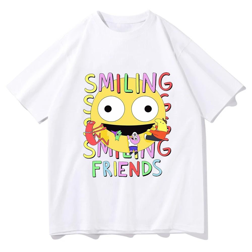Smiling Friends Cartoon Print Tshirt Comfortable Women Women Summer Teeshirt Casual Tshirts Unisexga Funny Tees Graphic T Shirts