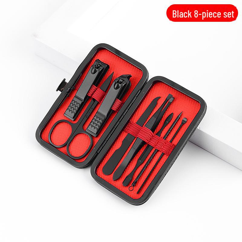 Набор из 24 предметов из черной нержавеющей стали для ухода за ногтями и грумингом