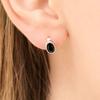 Серебряные овальные серьги с одним касанием Черные RA25C58J