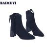 Fringe Sexy Pointed Toe Ankle Boots Women High Heels Shoes 2025 Trend Suede Designer New Zipper Chelsea Boots Pumps Mujer Botas