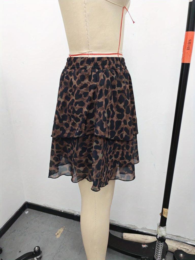 Элегантная короткая женская юбка с леопардовым принтом - Стройный и сексуальный весенне-летний стиль