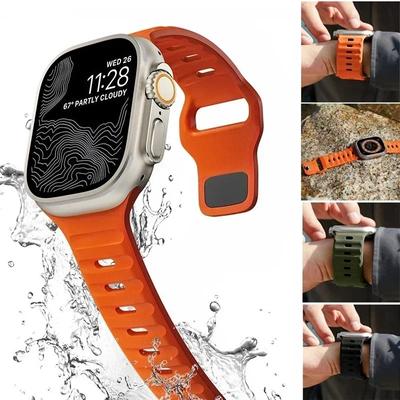 Спортивный ремешок для Apple Watch Ultra 9 8 7 6 SE 5, мягкий силиконовый легкий браслет-ремешок для iWatch 38 мм, 40 мм, 42 мм, 44 мм, 45 мм, 49 мм