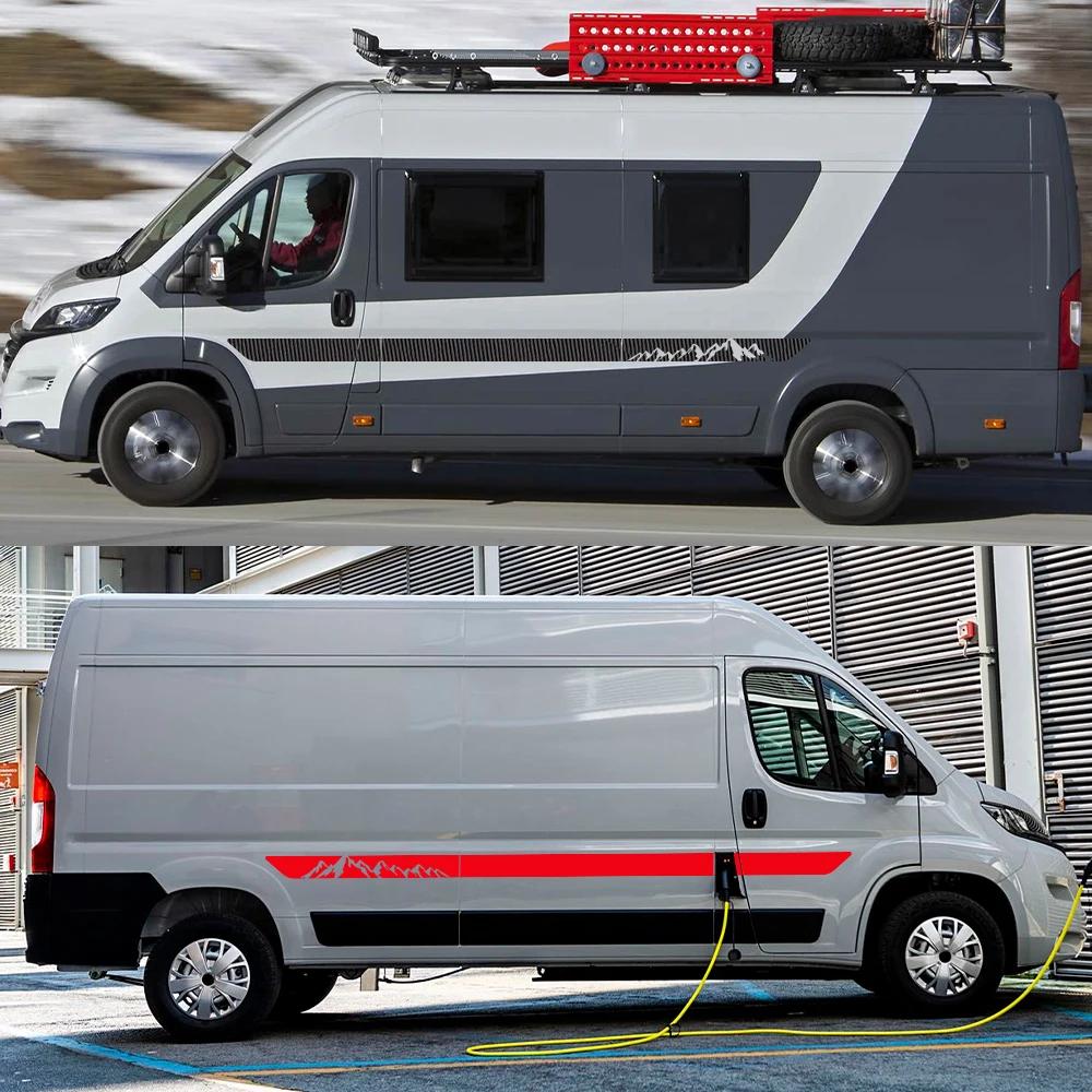Наклейки на борт автомобиля для Fiat Ducato L3 L4 (2006-на) Автодом Фургон Виниловые Наклейки Декор Горы Деревья Аксессуары