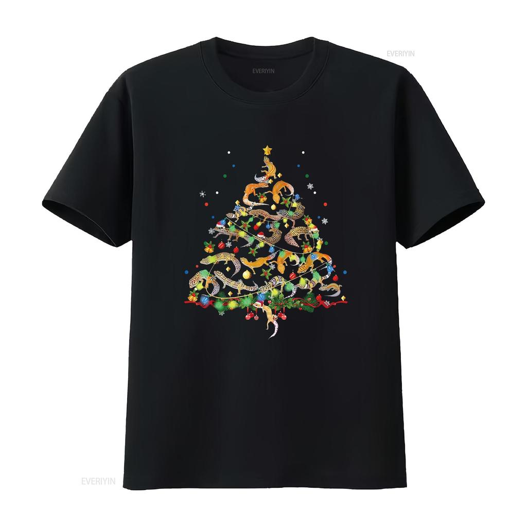 Womens Leopard Gecko Christmas Tree Funny Marsupial Xmas T Shirt vintage Washed designer clothes Comfortable Stylish fashion