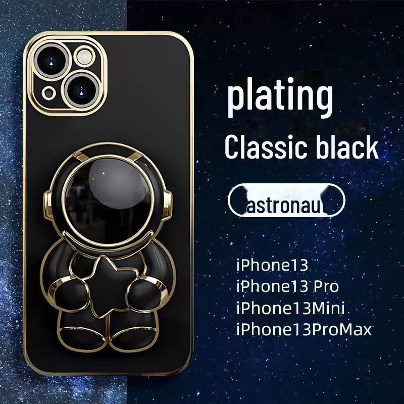 Чехол Astronaut с гальваническим покрытием и подставкой для iPhone 13 Pro Max/12/XS/8P