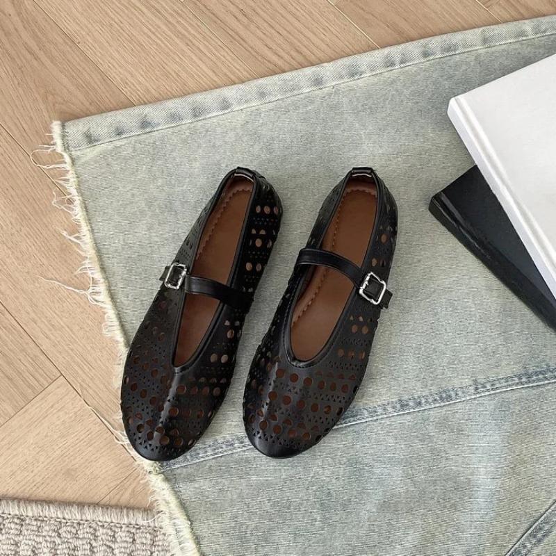 Модные мягкие женские балетки с вырезом, летние и осенние, туфли Мэри Джейн для ходьбы, повседневные туфли с круглым носком для девочек