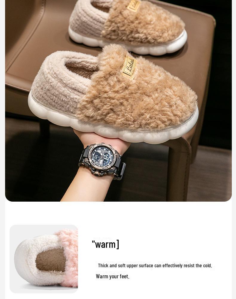 Зима 2024 г. Женские и мужские нескользящие домашние тапочки из плюша и хлопка