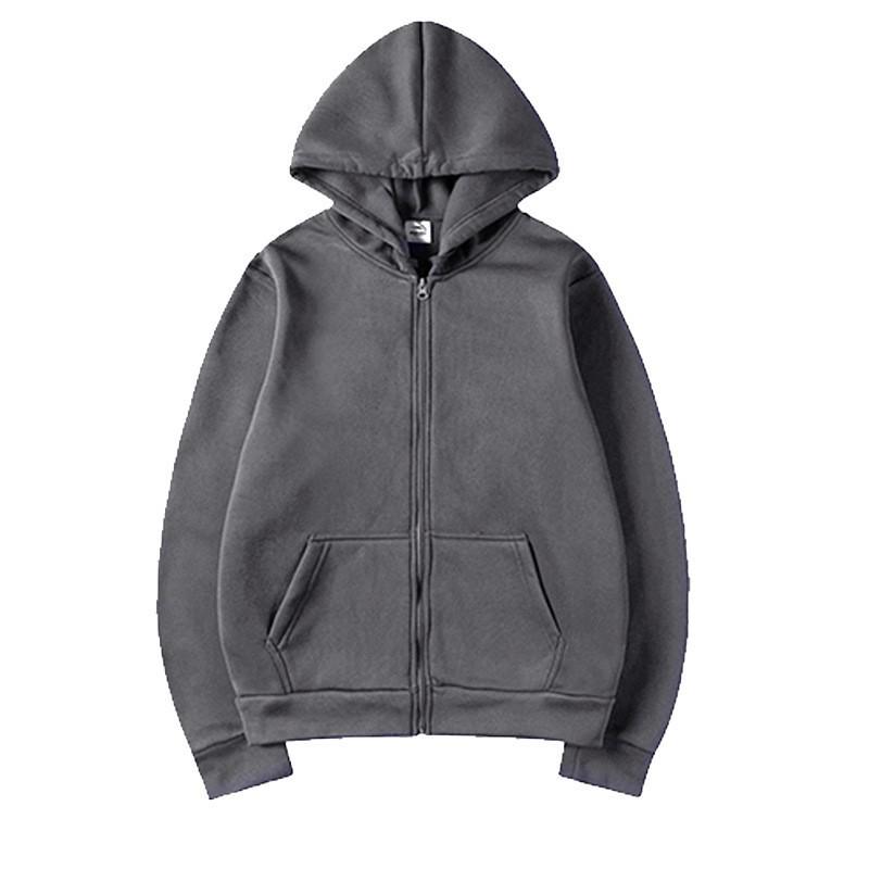 Унисекс Кардиган Худи на молнии однотонный для осенне-зимней спортивной одежды - Европейский и американский стиль