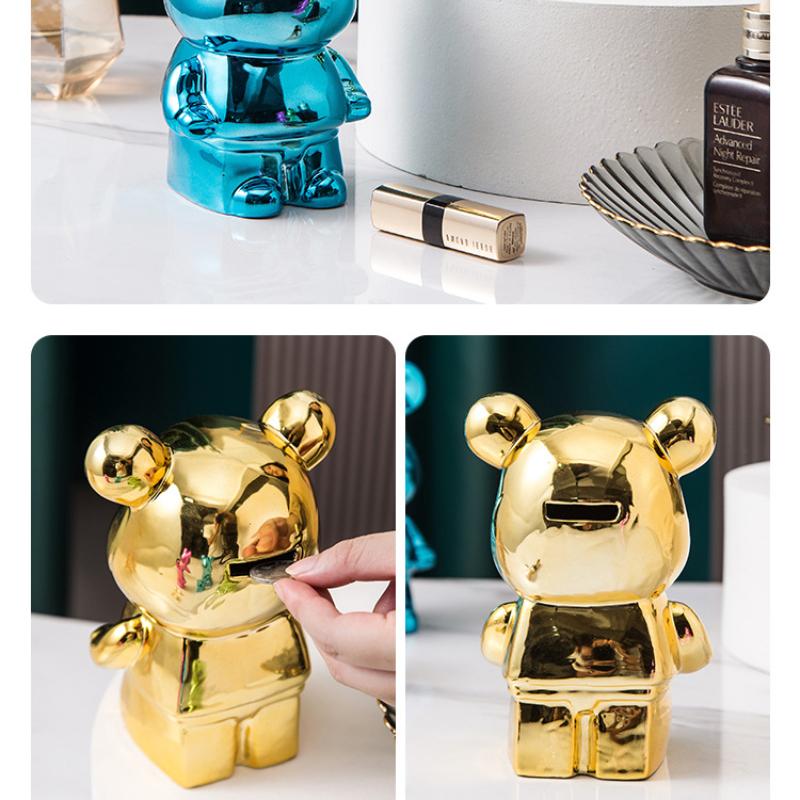 Творческий Tide Play Жестокий медведь животное Керамические фигурки мультфильм Простая копилка Прилавок Настольное украшение Статуя Скульптура