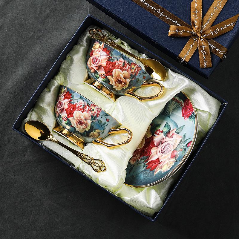 Yan Coffee Cup Chooses Bone China Afternoon Tea Tea Set Ceramic Gift Box Gift Gaoyan Premium Export Cup Saucer