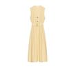 Autumn New Women's Clothing Pleated Decorative round Neck Sleeveless with Belt Poplin Midi Skirt Dress 5029128