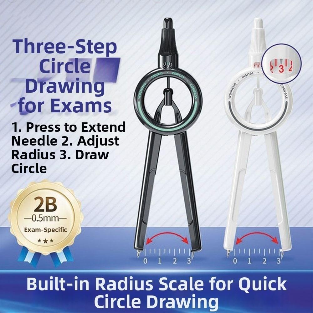 Digital Radius Display Circle Drawing Gauge Precision Press Compass  Ruler  Primary School Exams