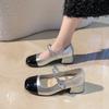 Мягкие кожаные туфли Мэри Джейн 2025 весна-лето новые женские туфли на kitten heel с мягкой подошвой универсальные на блочном каблуке маленькие кожаные туфли