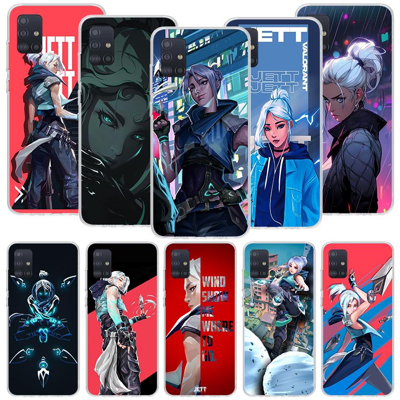 Valorant Jett Phone Case for Samsung Galaxy A52 A51 A50S A12 A22 A32 A72 A10S A30S A31 A71 Note 20 Ultra 10 Plus S10 Galaxy A52