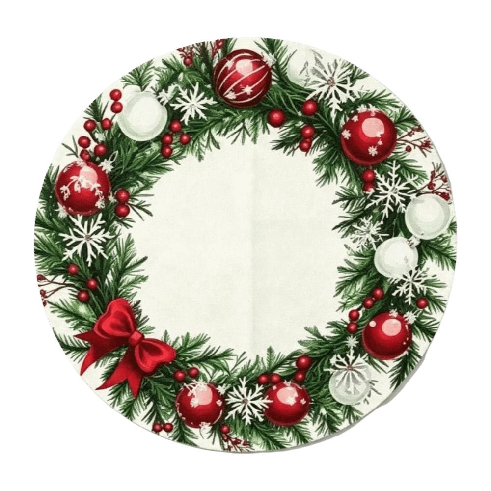 Tree Bow Christmas Table Placemat Coaster Coffee Cup Mats Round Dining Mat Kitchen Supplies