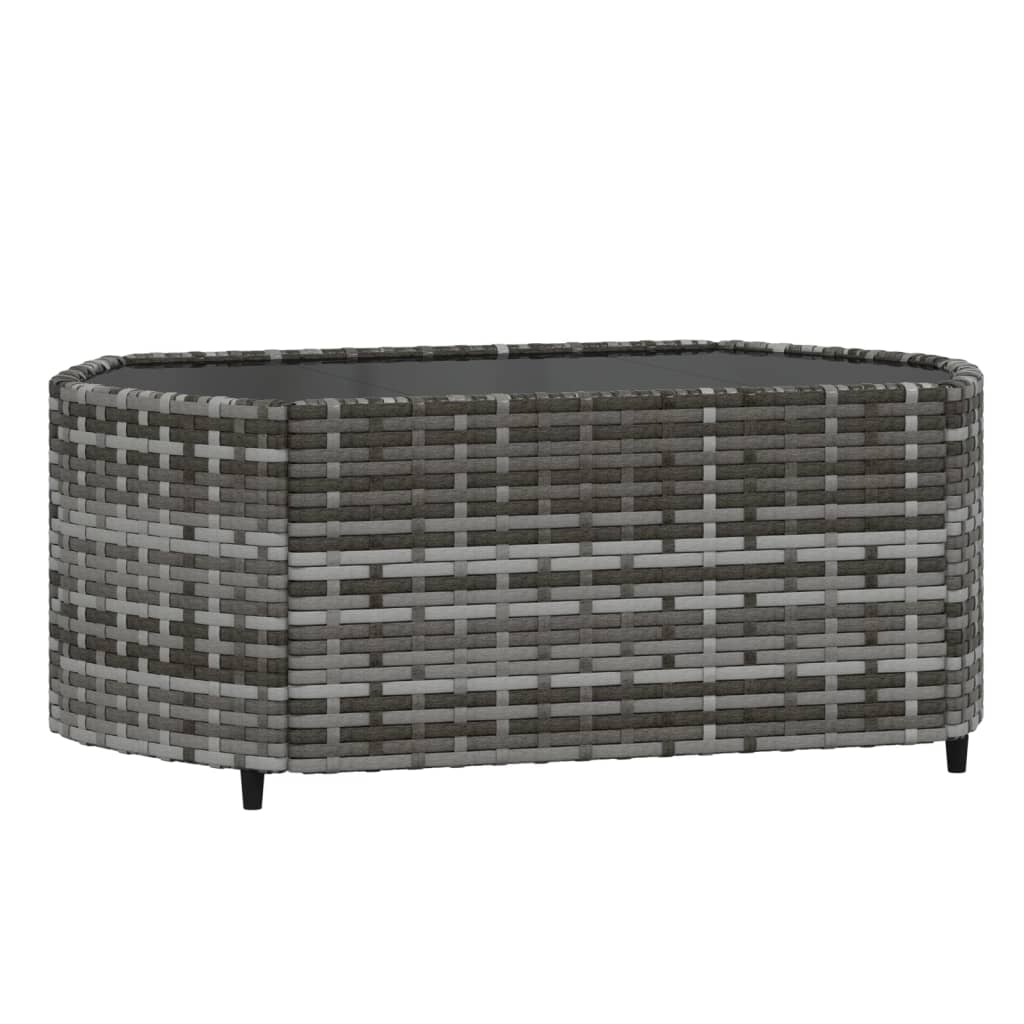 4 Piece Garden Lounge Set with Cushions Grey Poly Rattan