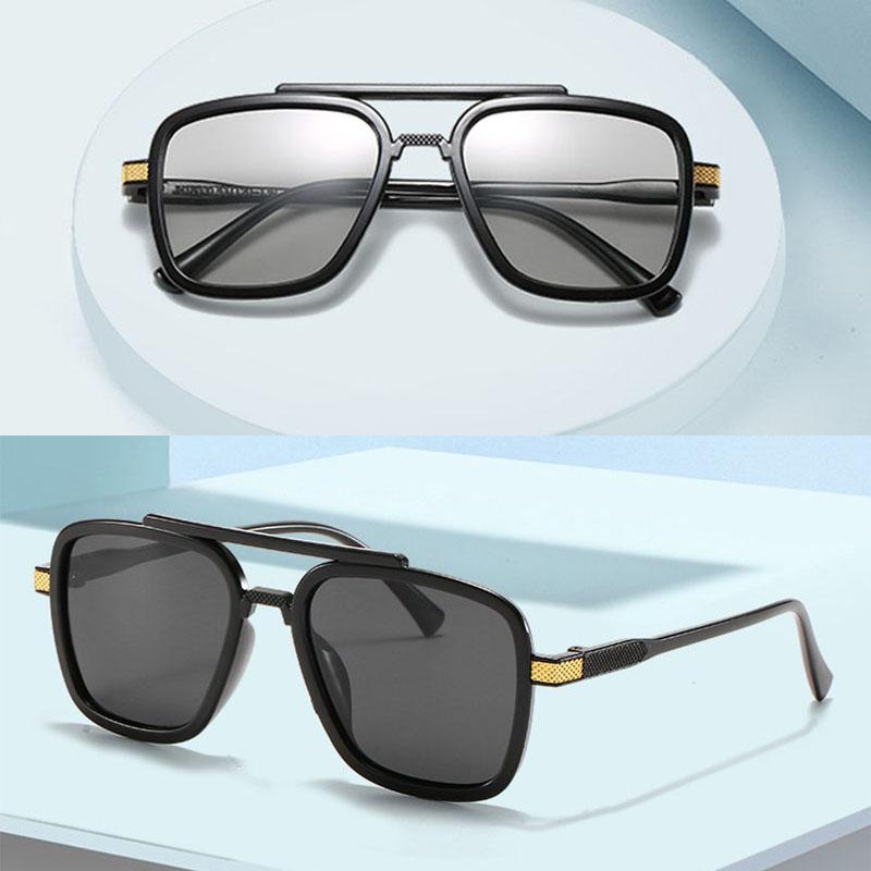 Солнцезащитные очки Солнцезащитные очки Популярные мужские очки Iron Man для женщин Квадратные очки Горячая Распродажа Новые высококачественные фирменные дизайнерские аксессуары Double Beam Unisex