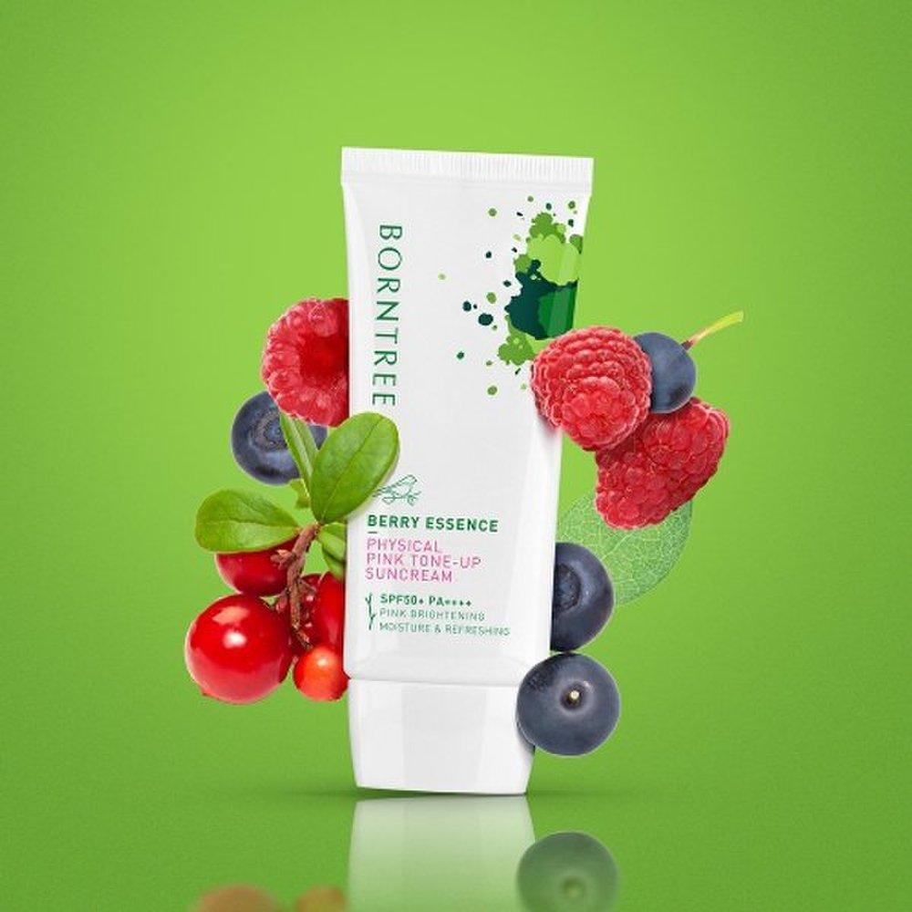 BORNTREE Ягодная эссенция Неорганический зеленый чай Розовый тонирующий солнцезащитный крем 50 мл