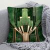 Luxury Art Deco Green Marble Pillow Cover Gold Geometric Sunburst Print Modern Cushion Case For Sofa Bed Couch Home Decor