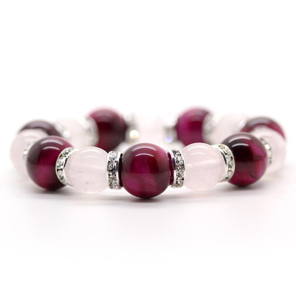 Ishiki AAAA Rank Amulet Natural Stone Rose Quartz 12 мм Розовый тигровый глаз 14 мм Браслет Power Stone B185