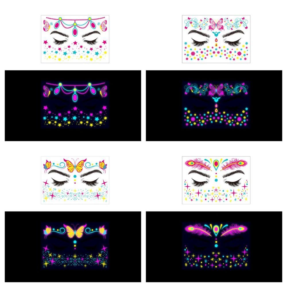 Waterproof Decorations Stickers Fluorescent Glowing Tattoos Face Stickers  Nightclub