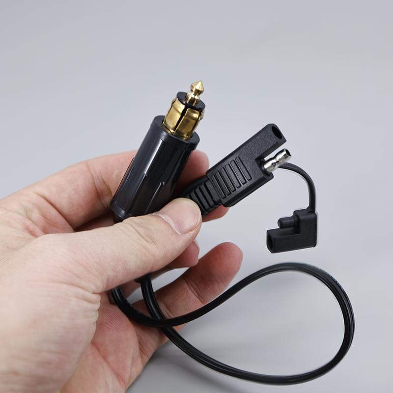 DIN Powerlet Plug to SAE Battery Adapter Connector Cable for Motorcycle with SAE To SAE Adapter