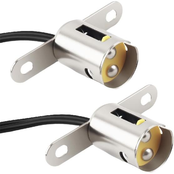 2PCS BA15D Light Bulb Socket,Bayonet Type BA15D Led Bulb Socket with Dual Wire Connector,Universal Long Bracket Car Light Sockets Car Accessories for