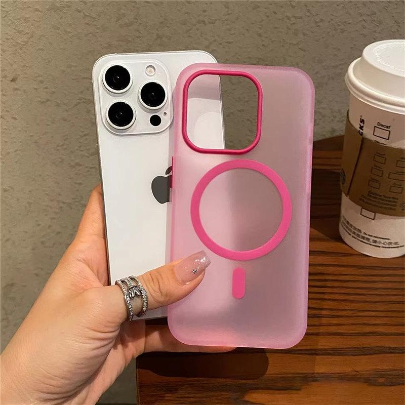 Матовый прозрачный чехол Candy Magnetic Wireless Charge для iPhone 16 15 Pro Max 14 Plus 13 12 для Magsafe Shockproof Hard Cover
