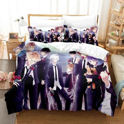Аниме Diabolik Lovers Печатный Комплект Постельного Белья Пододеяльник Наволочка Комплект Постельного Белья Простыня Постельное Белье Пододеяльник Полный Размер King Size Домашний Текстиль