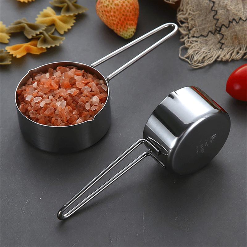 4PCS Measuring Cups Spoons Set For Baking Cake Pastry Utensils Stainless Steel Handle Flour Sugar Scoop Kitchen Measuring Tools
