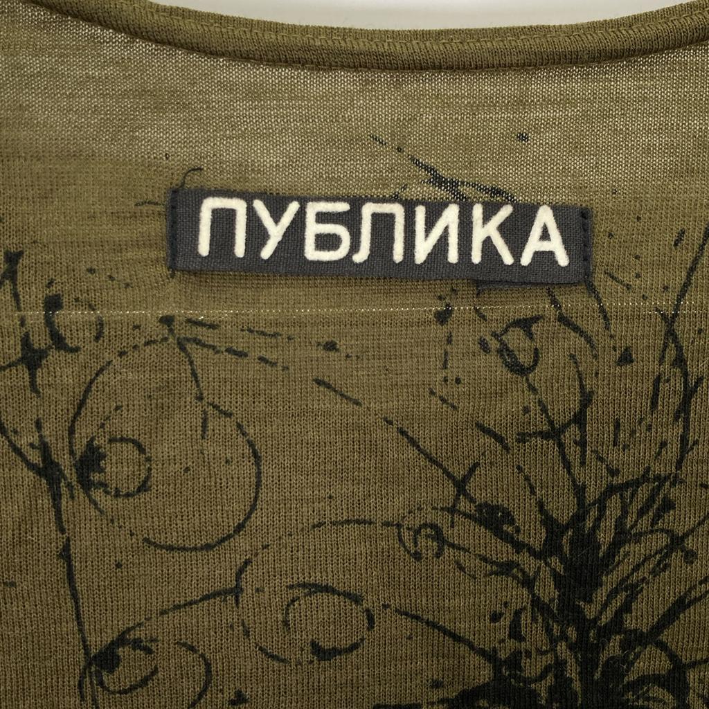 Jean Paul GAULTIER HOMME Khaki 80's Olive Tattoo Print Cut and Sew Jean Paul Gaultier Homme tops 9 khakiUsed