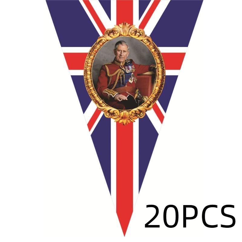 Британский флаг коронации короля Карла ручной 90x150см праздничный полиэстеровый баннер