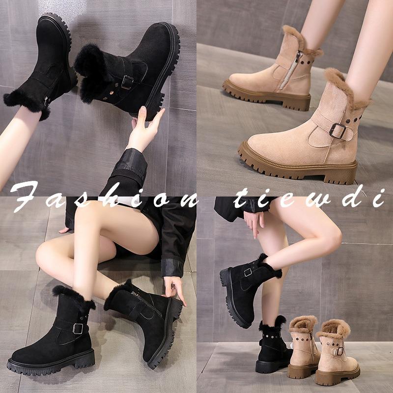 Женские зимние новые бархатные женские сапоги, теплые утолщенные хлопковые туфли, женские короткие сапоги