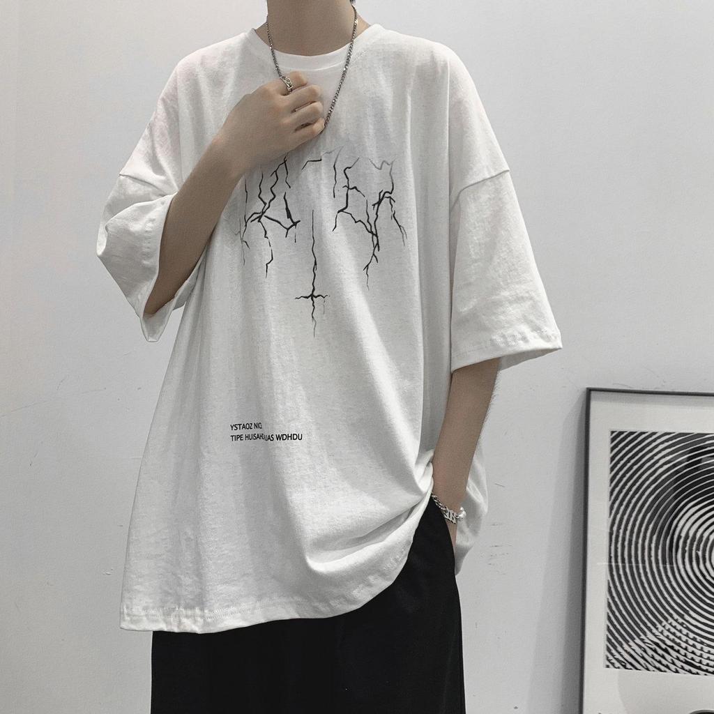 2021 Men's Short-Sleeve Summer Trendy Loose Hong Kong Style T-Shirt