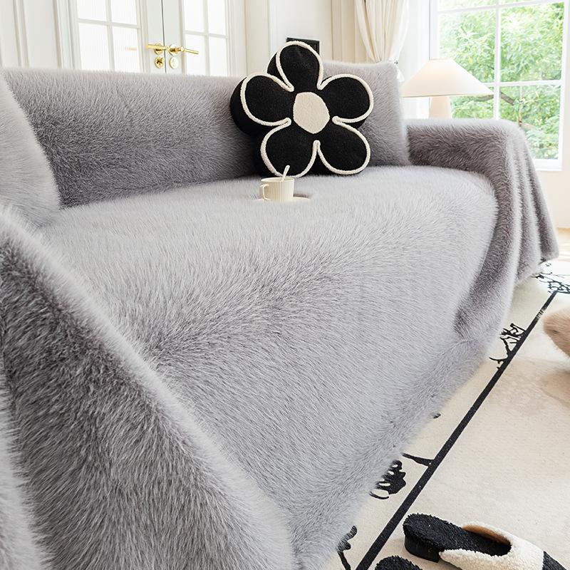 Зимнее норковое полотенце для дивана, кремовый стиль, чехол для дивана, нескользящее теплое одеяло для диванной подушки