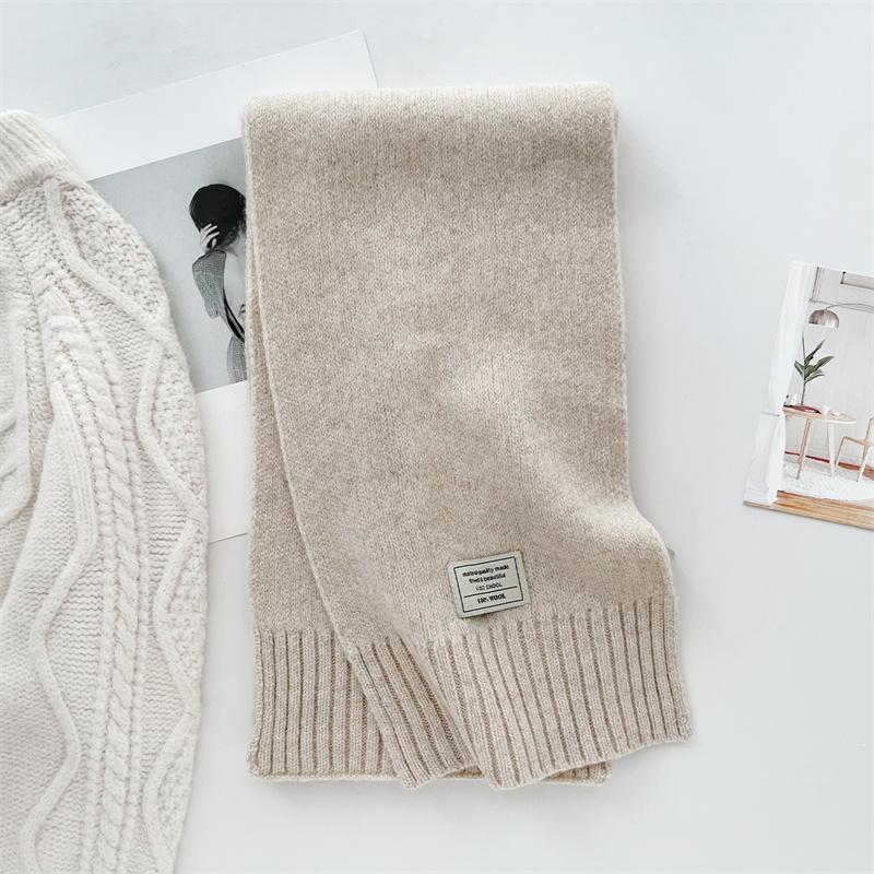 100% Wool Scarf Winter New Solid Color Warm Women's Scarf Fashion Versatile Knitted Scarf for Men and Women