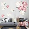 Розовые Белые Акварельные Цветы Пионы Наклейки на Стену Для Детской Комнаты Гостиной Спальни Украшение Дома Наклейка на Стену Домашний Декор Цветочный
