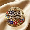 Brooch Pin American Flag Flower Blooming Enamel Lapel Pin with Stars Stripes