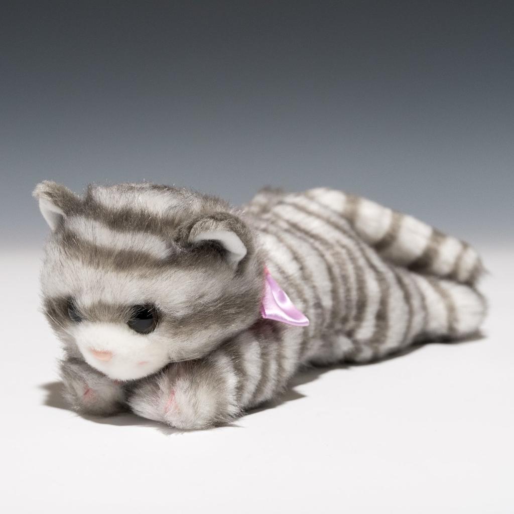 Bamboo Shoot Ribbon Cat Gray Plush Toy 15782