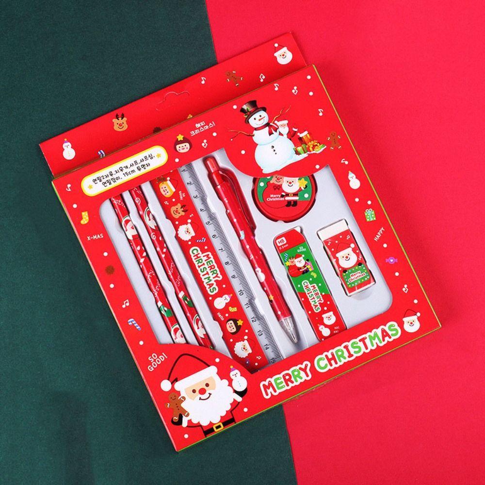 Линейка Рождественский набор канцелярских принадлежностей Блокноты для заметок Рождественские канцелярские подарки Школьный подарок