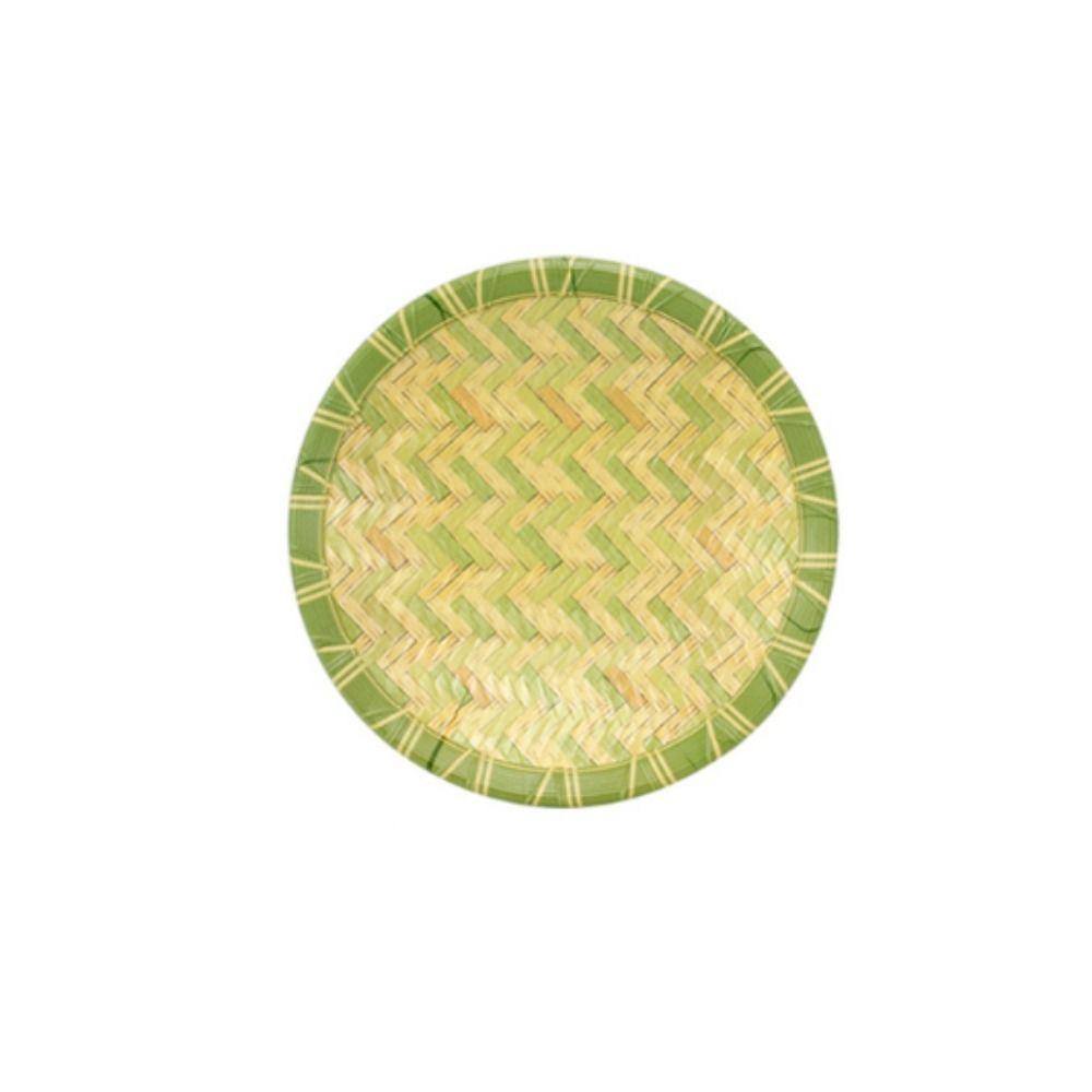 Creative Imitation Bamboo Weaving Hot Pot Vegetable Plate Melamine Multiple Styles Barbecue Plate Green Serving Plate Restaurant