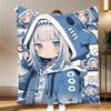 vtuber Gawr Gura Throw Soft Coral Fleece Blanket 310gsm Fluffy Warm Throw for Sofa Bed Couch Bedroom Decor