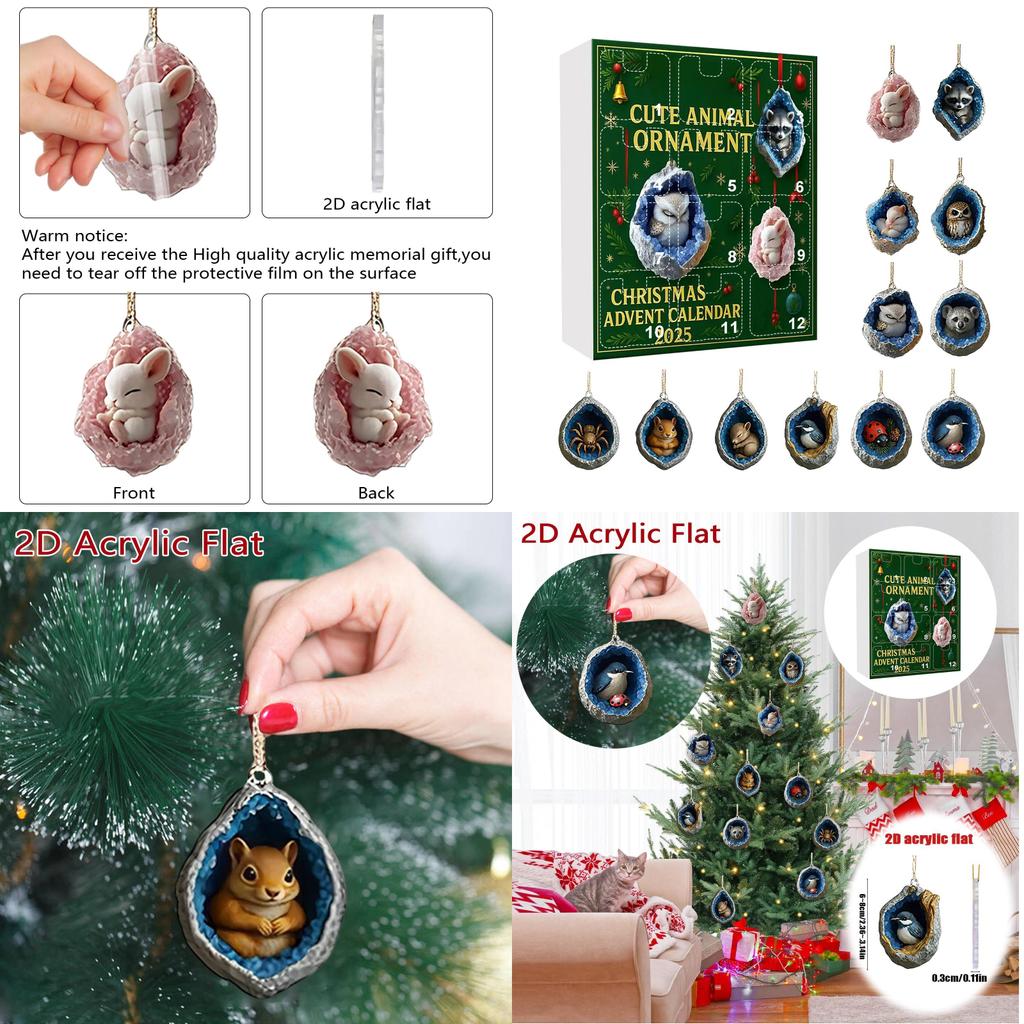 Animal Christmas Blind Box Decorations With Acrylic Style For Holiday Parties And Gifting