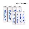 PALO AA 1.2V 3000mAh + AAA 1.2V 1100mAh Ni-mh Rechargeable Battery For Microphone Camera Flashlight