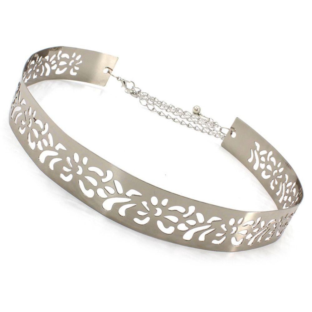 Women Gold Silver Mirror Waistband Fashion Dress Bling Waistband New Metal Designer Belt