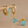 3PCS Fashion Gold Color Crystal Zirconia Drop Earrings Set for Women Stainless Steel Flower Dangle Earring Korean Jewelry aretes