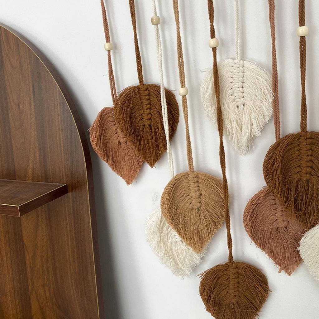 Настенный гобелен ручной работы из листьев в стиле бохо, подвесной кулон, поделки, подвесной подарок для ребенка