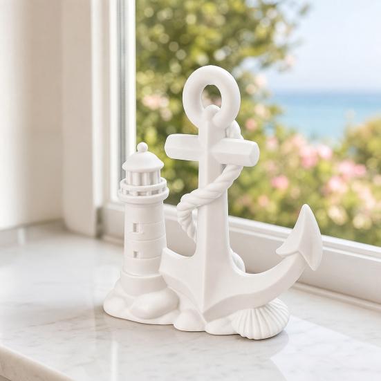 3D-печатная статуэтка маяка и лодки, морской декор для стола, фигурка на морскую тематику для полки, морской подарок для домашнего офиса